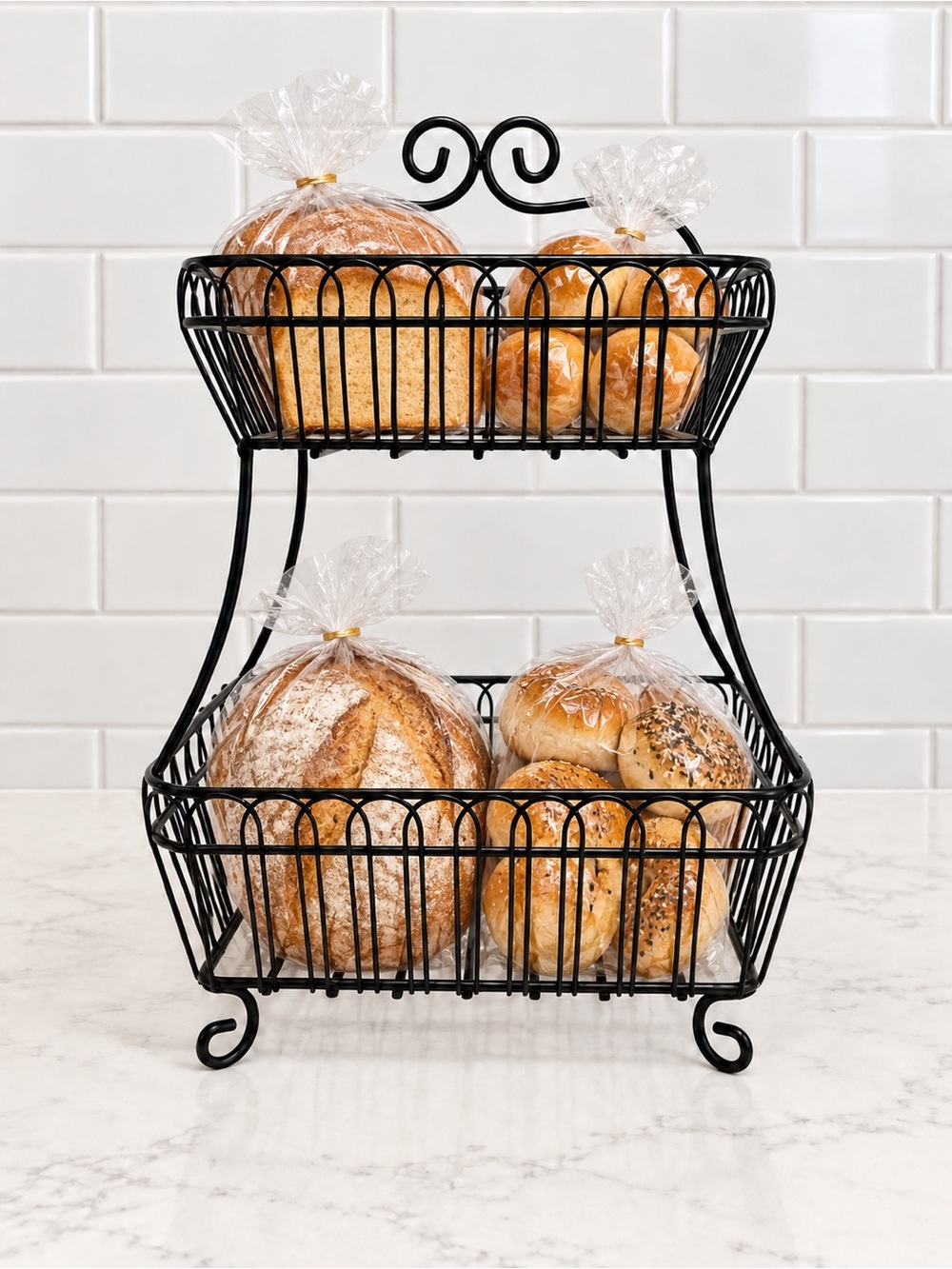 Two-Tier Black Wire Display Basket - Picture 4 of 9
